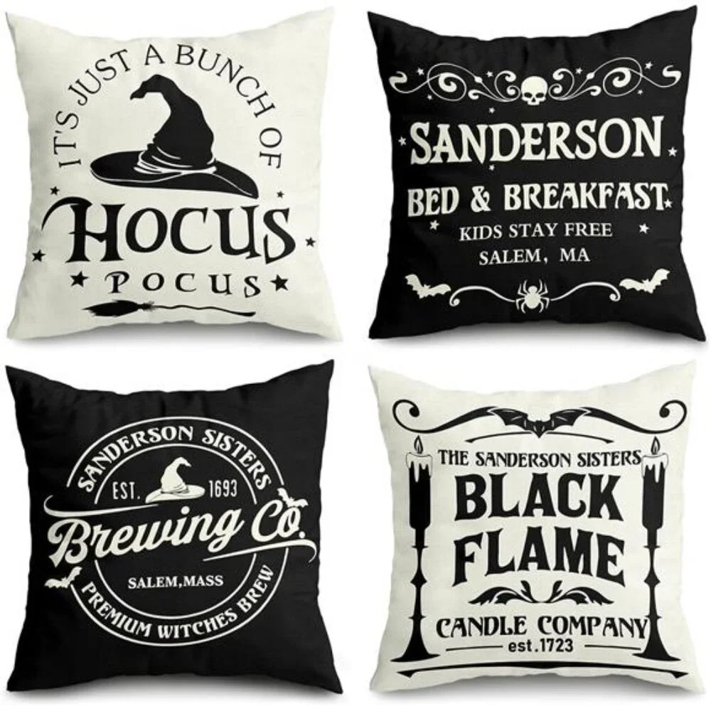 Set of 4 Halloween Pillow Covers 18x18 - Hocus‎ Pocus Home/Farmhouse Decor